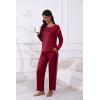 Ekouaer Women’s Pajamas Set 2 Piece Lounge Sets Long Sleeve Crewneck Top and Pants Soft Pjs with Pockets(Wine Red)