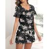 Ekouaer Women’s Pajamas Sets Short Sleeve Lounge Sets Sleepwear Casual Two Piece Pjs With Pockets(Black Floral)
