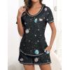 Ekouaer Women’s Pajamas Sets Short Sleeve Lounge Sets Sleepwear Casual Two Piece Pjs With Pockets(Black Moon)