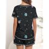 Ekouaer Women’s Pajamas Sets Short Sleeve Lounge Sets Sleepwear Casual Two Piece Pjs With Pockets(Black Moon)
