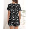Ekouaer Women’s Pajamas Sets Short Sleeve Lounge Sets Sleepwear Casual Two Piece Pjs With Pockets(Black Moon Star)