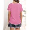 Ekouaer Women’s Pajamas Sets Short Sleeve Lounge Sets Sleepwear Casual Two Piece Pjs With Pockets(Black Pink Plaid)