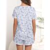 Ekouaer Women’s Pajamas Sets Short Sleeve Lounge Sets Sleepwear Casual Two Piece Pjs With Pockets(Blue Butterfly)