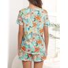 Ekouaer Women’s Pajamas Sets Short Sleeve Lounge Sets Sleepwear Casual Two Piece Pjs With Pockets(Blue Floral)