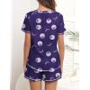 Ekouaer Women’s Pajamas Sets Short Sleeve Lounge Sets Sleepwear Casual Two Piece Pjs With Pockets(Blue Moon)