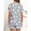 Ekouaer Women’s Pajamas Sets Short Sleeve Lounge Sets Sleepwear Casual Two Piece Pjs With Pockets(Cat)