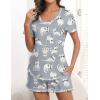 Ekouaer Women’s Pajamas Sets Short Sleeve Lounge Sets Sleepwear Casual Two Piece Pjs With Pockets(Cat)