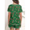 Ekouaer Women’s Pajamas Sets Short Sleeve Lounge Sets Sleepwear Casual Two Piece Pjs With Pockets(Christmas Cane Green)