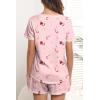 Ekouaer Women’s Pajamas Sets Short Sleeve Lounge Sets Sleepwear Casual Two Piece Pjs With Pockets(Christmas Cane Pink)