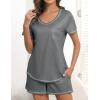 Ekouaer Women’s Pajamas Sets Short Sleeve Lounge Sets Sleepwear Casual Two Piece Pjs With Pockets(Dark Grey)
