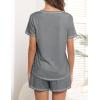 Ekouaer Women’s Pajamas Sets Short Sleeve Lounge Sets Sleepwear Casual Two Piece Pjs With Pockets(Dark Grey)