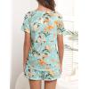 Ekouaer Women’s Pajamas Sets Short Sleeve Lounge Sets Sleepwear Casual Two Piece Pjs With Pockets(Green Floral)