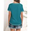 Ekouaer Women’s Pajamas Sets Short Sleeve Lounge Sets Sleepwear Casual Two Piece Pjs With Pockets(Green Plaid)
