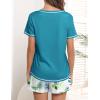 Ekouaer Women’s Pajamas Sets Short Sleeve Lounge Sets Sleepwear Casual Two Piece Pjs With Pockets(Green Plant-2)