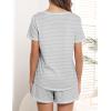 Ekouaer Women’s Pajamas Sets Short Sleeve Lounge Sets Sleepwear Casual Two Piece Pjs With Pockets(Grey Stripe)