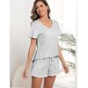 Ekouaer Women’s Pajamas Sets Short Sleeve Lounge Sets Sleepwear Casual Two Piece Pjs With Pockets(Grey Stripe)