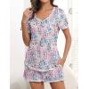 Ekouaer Women’s Pajamas Sets Short Sleeve Lounge Sets Sleepwear Casual Two Piece Pjs With Pockets(Leaf)