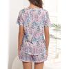 Ekouaer Women’s Pajamas Sets Short Sleeve Lounge Sets Sleepwear Casual Two Piece Pjs With Pockets(Leaf)
