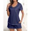 Ekouaer Women’s Pajamas Sets Short Sleeve Lounge Sets Sleepwear Casual Two Piece Pjs With Pockets(Navy Blue)
