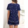 Ekouaer Women’s Pajamas Sets Short Sleeve Lounge Sets Sleepwear Casual Two Piece Pjs With Pockets(Navy Blue Star)
