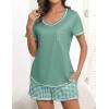Ekouaer Women’s Pajamas Sets Short Sleeve Lounge Sets Sleepwear Casual Two Piece Pjs With Pockets(Plaid Green White)