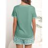 Ekouaer Women’s Pajamas Sets Short Sleeve Lounge Sets Sleepwear Casual Two Piece Pjs With Pockets(Plaid Green White)