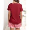 Ekouaer Women’s Pajamas Sets Short Sleeve Lounge Sets Sleepwear Casual Two Piece Pjs With Pockets(Plaid Red White)