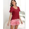 Ekouaer Women’s Pajamas Sets Short Sleeve Lounge Sets Sleepwear Casual Two Piece Pjs With Pockets(Plaid Red White)