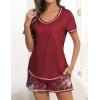Ekouaer Women’s Pajamas Sets Short Sleeve Lounge Sets Sleepwear Casual Two Piece Pjs With Pockets(Red Floral)