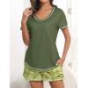 Ekouaer Women’s Pajamas Sets Short Sleeve Lounge Sets Sleepwear Casual Two Piece Pjs With Pockets(Sea Grass)