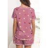 Ekouaer Women’s Pajamas Sets Short Sleeve Lounge Sets Sleepwear Casual Two Piece Pjs With Pockets(Teddy Cherry 2)