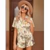 Ekouaer Womens Satin Pajamas Set Button Down 2 Piece Silk Pjs Shorts Set Ruffle Lingerie Notch Collar Sleepwear(Zebra Collection)