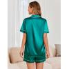 Ekouaer Womens Satin Silk Pajamas Set Short Sleeve Sleepwear Button Down Top and Shorts Loungewear 2 Piece Pjs Set S-XXL(Blue Green)