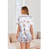 Ekouaer Womens Satin Silk Pajamas Set Short Sleeve Sleepwear Button Down Top and Shorts Loungewear 2 Piece Pjs Set S-XXL(Blue Striped Bear)