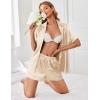 Ekouaer Womens Satin Silk Pajamas Set Short Sleeve Sleepwear Button Down Top and Shorts Loungewear 2 Piece Pjs Set S-XXL(Champagne)