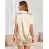 Ekouaer Womens Satin Silk Pajamas Set Short Sleeve Sleepwear Button Down Top and Shorts Loungewear 2 Piece Pjs Set S-XXL(Champagne)