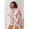 Ekouaer Womens Satin Silk Pajamas Set Short Sleeve Sleepwear Button Down Top and Shorts Loungewear 2 Piece Pjs Set S-XXL(Color Wine Bottles)