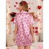 Ekouaer Womens Satin Silk Pajamas Set Short Sleeve Sleepwear Button Down Top and Shorts Loungewear 2 Piece Pjs Set S-XXL(Heart-shaped Cake)
