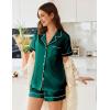 Ekouaer Womens Satin Silk Pajamas Set Short Sleeve Sleepwear Button Down Top and Shorts Loungewear 2 Piece Pjs Set S-XXL(Lake Green)