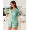 Ekouaer Womens Satin Silk Pajamas Set Short Sleeve Sleepwear Button Down Top and Shorts Loungewear 2 Piece Pjs Set S-XXL(Light Green)