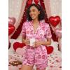 Ekouaer Womens Satin Silk Pajamas Set Short Sleeve Sleepwear Button Down Top and Shorts Loungewear 2 Piece Pjs Set S-XXL(Lip Print Heart)