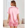Ekouaer Womens Satin Silk Pajamas Set Short Sleeve Sleepwear Button Down Top and Shorts Loungewear 2 Piece Pjs Set S-XXL(Pink)