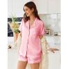 Ekouaer Womens Satin Silk Pajamas Set Short Sleeve Sleepwear Button Down Top and Shorts Loungewear 2 Piece Pjs Set S-XXL(Pink)