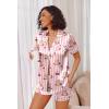 Ekouaer Womens Satin Silk Pajamas Set Short Sleeve Sleepwear Button Down Top and Shorts Loungewear 2 Piece Pjs Set S-XXL(Pink Striped Bear)