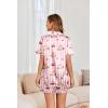 Ekouaer Womens Satin Silk Pajamas Set Short Sleeve Sleepwear Button Down Top and Shorts Loungewear 2 Piece Pjs Set S-XXL(Pink Striped Bear)