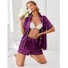 Ekouaer Womens Satin Silk Pajamas Set Short Sleeve Sleepwear Button Down Top and Shorts Loungewear 2 Piece Pjs Set S-XXL(Purple)