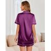 Ekouaer Womens Satin Silk Pajamas Set Short Sleeve Sleepwear Button Down Top and Shorts Loungewear 2 Piece Pjs Set S-XXL(Purple)