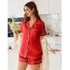 Ekouaer Womens Satin Silk Pajamas Set Short Sleeve Sleepwear Button Down Top and Shorts Loungewear 2 Piece Pjs Set S-XXL(Red)