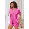 Ekouaer Womens Satin Silk Pajamas Set Short Sleeve Sleepwear Button Down Top and Shorts Loungewear 2 Piece Pjs Set S-XXL(Rose Red Leopard)