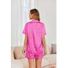 Ekouaer Womens Satin Silk Pajamas Set Short Sleeve Sleepwear Button Down Top and Shorts Loungewear 2 Piece Pjs Set S-XXL(Rose Red Leopard)